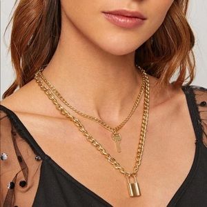 New chain and lock necklace gold plated
